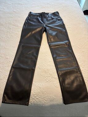 GAP '90s Straight High Rise Dark Brown Leather Pants